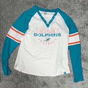 Fanatics Miami Dolphins Teal and White Long Sleeve Shirt